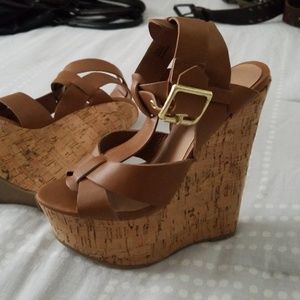 Tan wedges JustFab